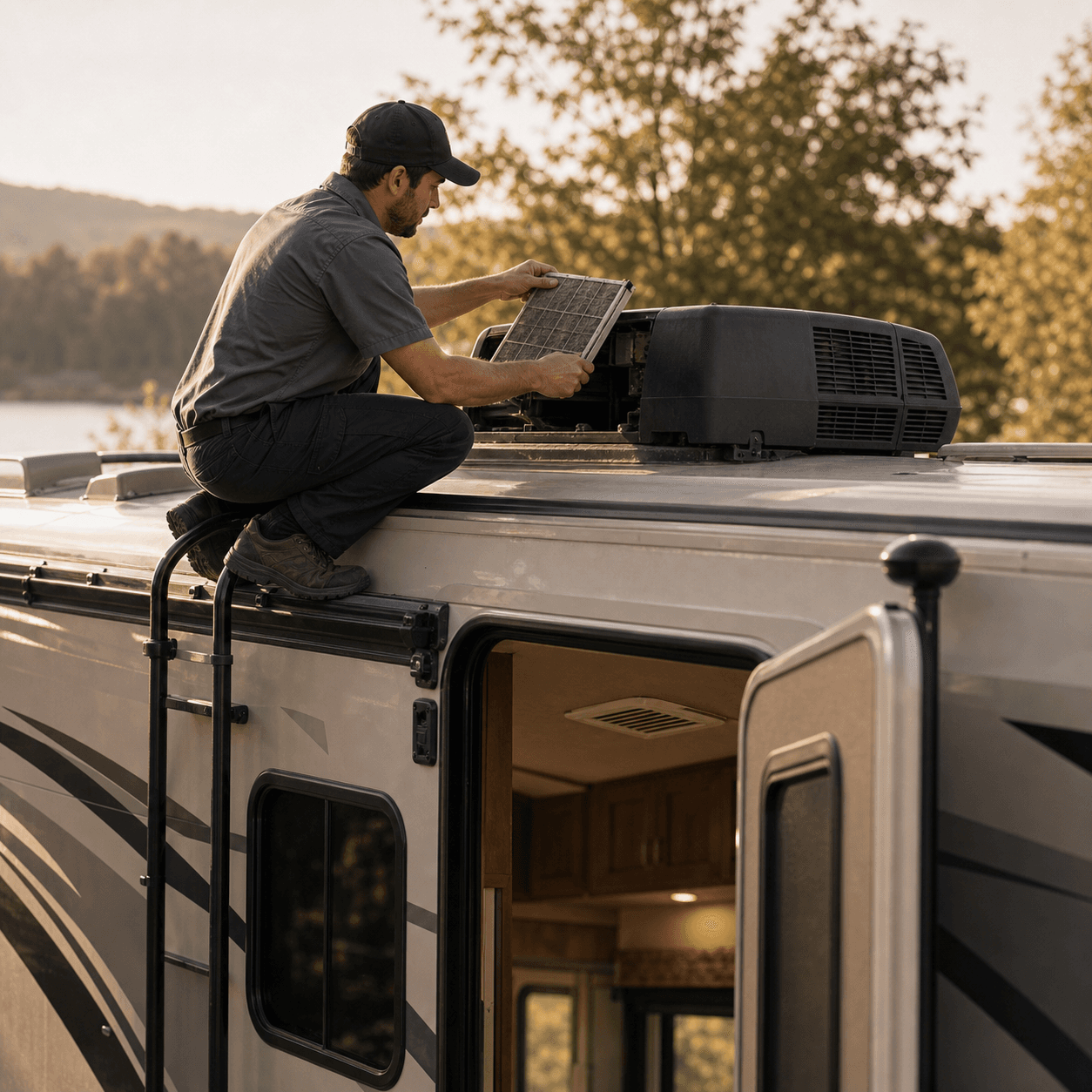 Heating and air conditioning service for RVs